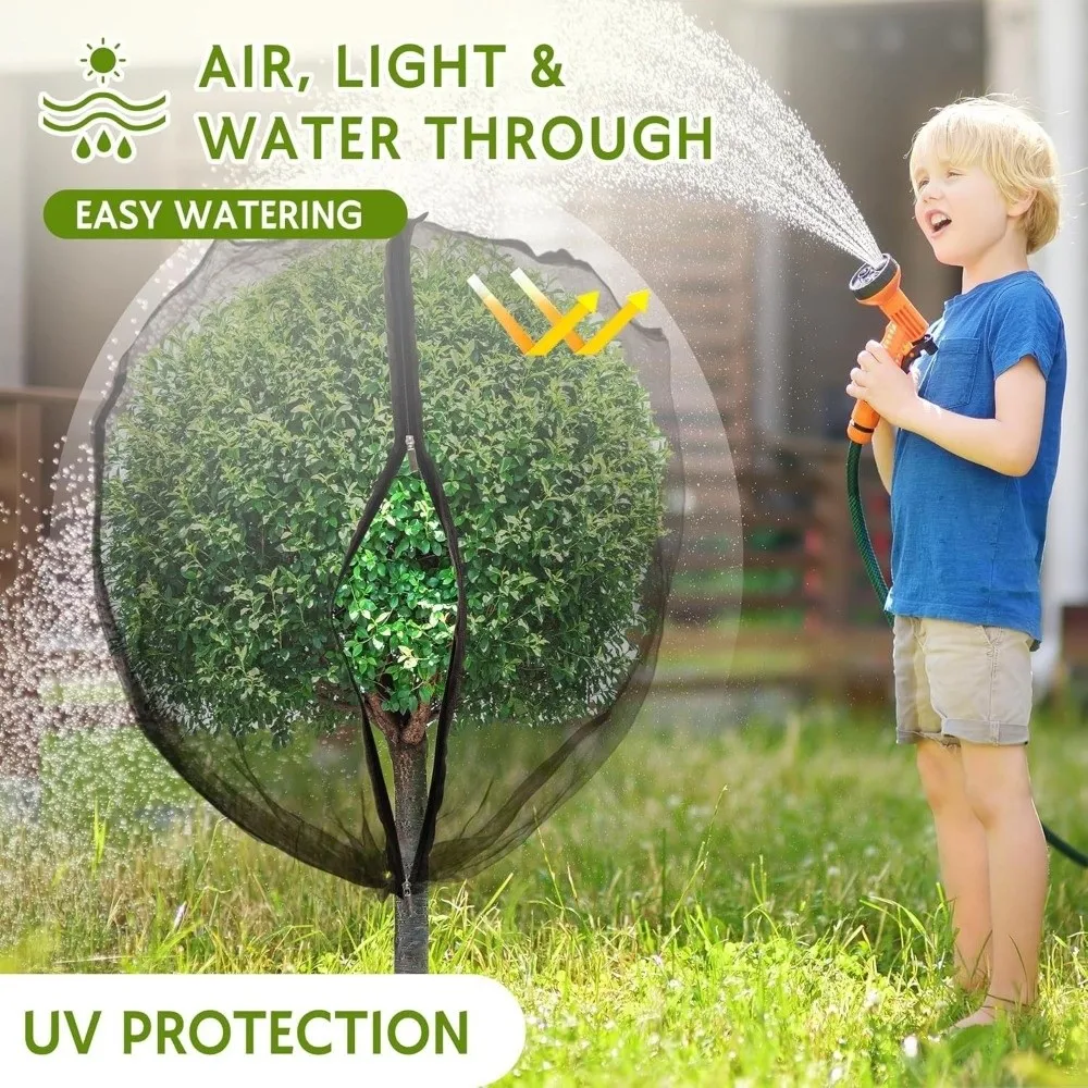 

Drawstring Plant Protection Net Thickened Mesh Fruit Insect Netting with Zipper Anti-Bird Garden Plant Netting Vegetables Garden