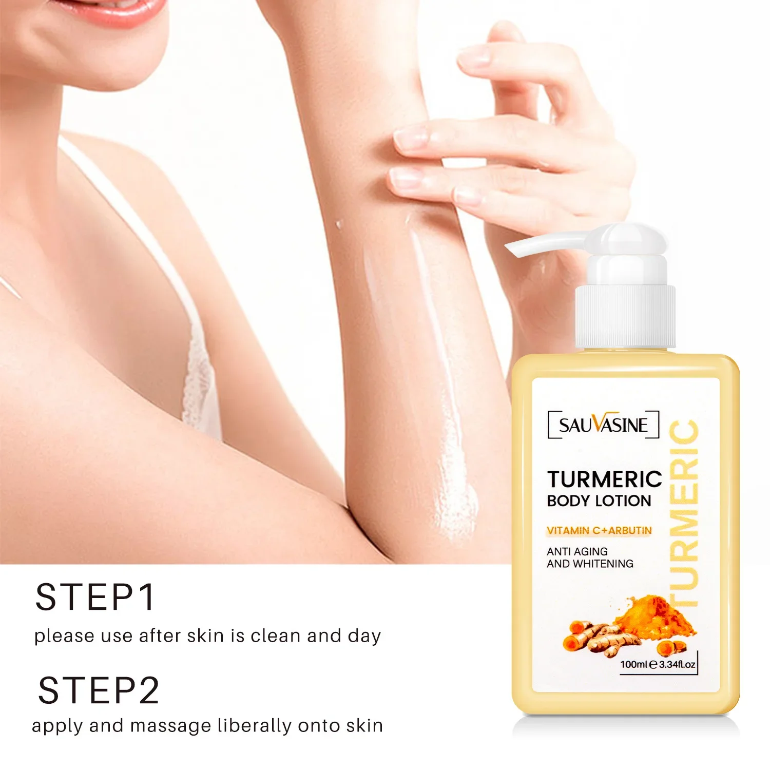 Turmeric Body Lotion Back Acne Brightening Mild Non-Irritating Brightening Body Lotion