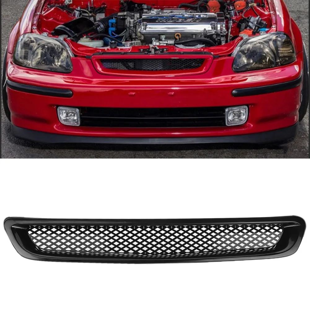 New 1Pc Black Grill Mesh Front Hood Grille Grill Air Flow Intake Mesh Fit for Honda Civic 96‑98 JDM Type‑R Front Hood Grille