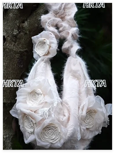 

Японская сумка-рюкзак из плотной сетки с кружевом и цветочным узором, плиссированная, из канваса, большая вместимость, повседневная, в стиле Лолита, универсальная, белая, женская