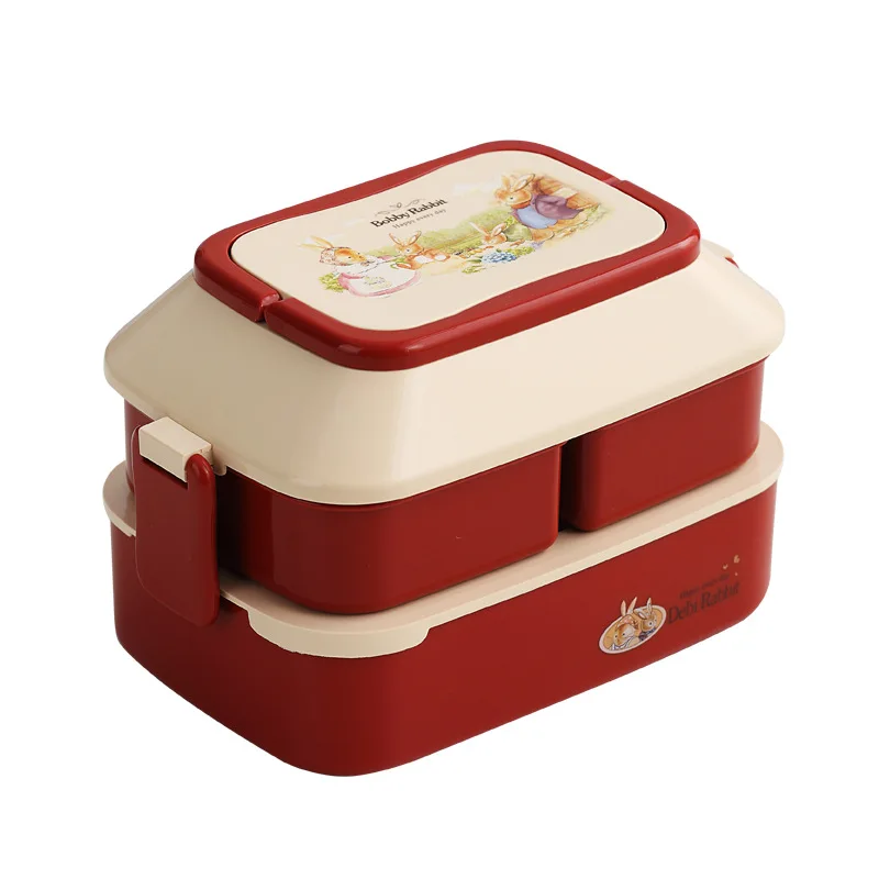 Kawaii Portable Lunch Box for Girls School Kids Plastic Picnic Bento Box Microwave Food Box with Compartments Storage Containers