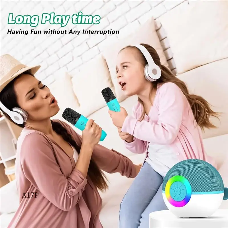 

AP-Mini Karaoke Machine With 2 Mic, Portable Bluetooth Microphone Song Toys With LED Light,Chritmas Birthday Gift For Kids