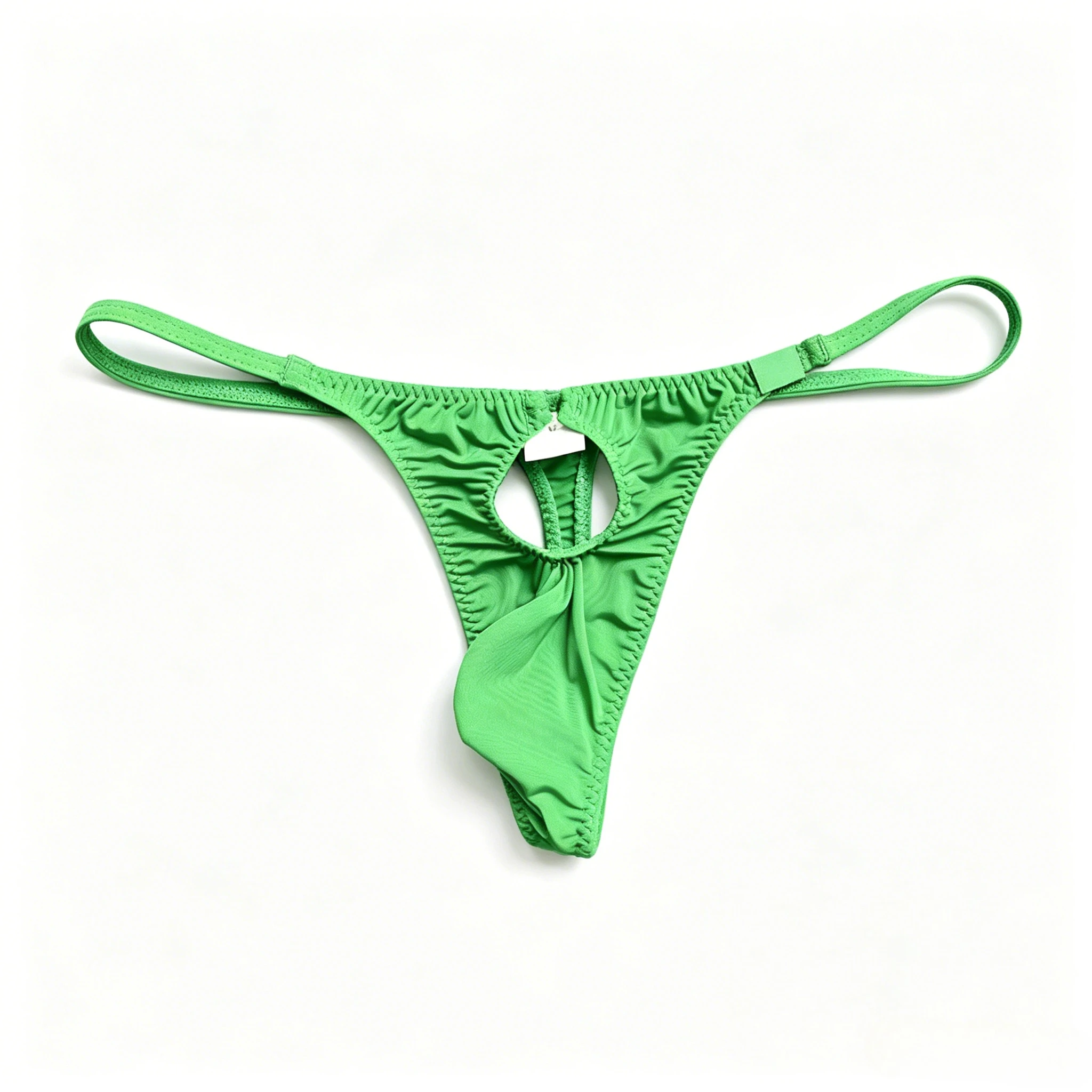 Men Hollow Out T-Back Thong Underwear Low Waist Ring Detail Sexy Minimal Coverage Soft Breathable Panties Q003