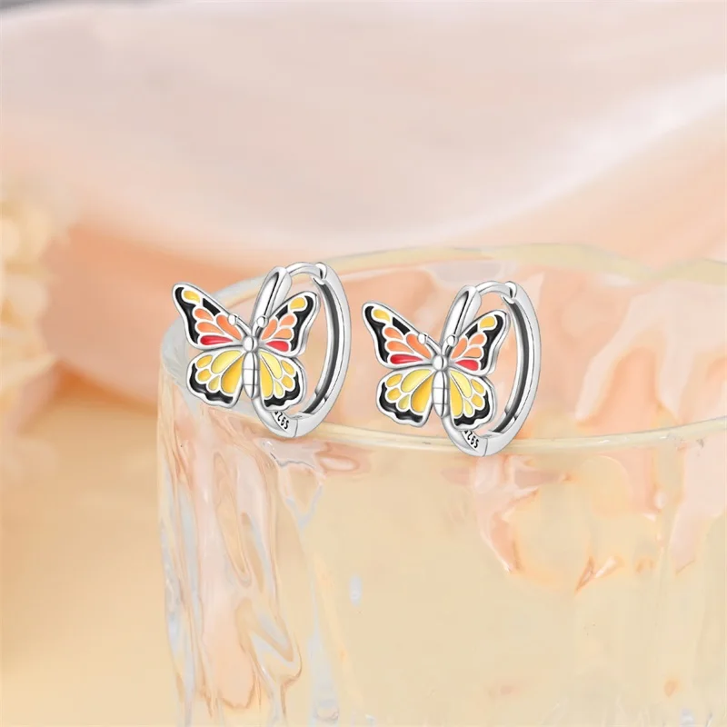 

New 925 Sterling Silver Vintage Butterfly Women Earrings Brilliant Wedding Engagement Star Earrings Jewelry Gifts