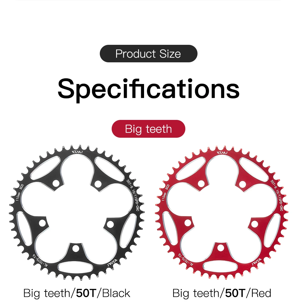 VXM 110/5 BCD road Narrow and wide Chainring MTB Bike 36T-58T Crankset Crown Star Ring  for Shimano 110 BCD Give 5PCS Pan Nail