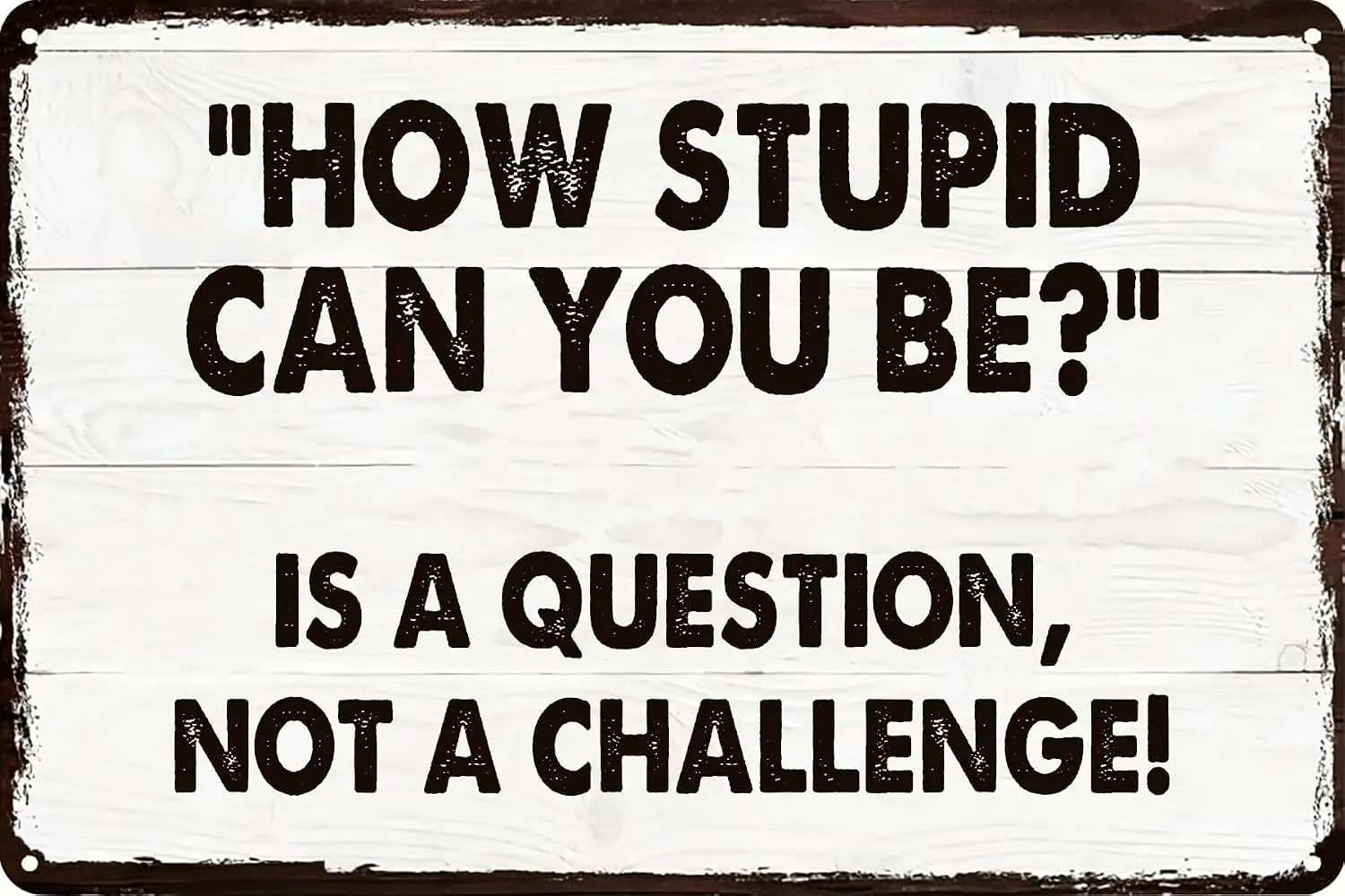 Funny Sarcasm Vintage Metal Tin Signs How Stupid Can You Be is a Question Not a Challenge Retro Wall Decor for Home Cafe Ba sign