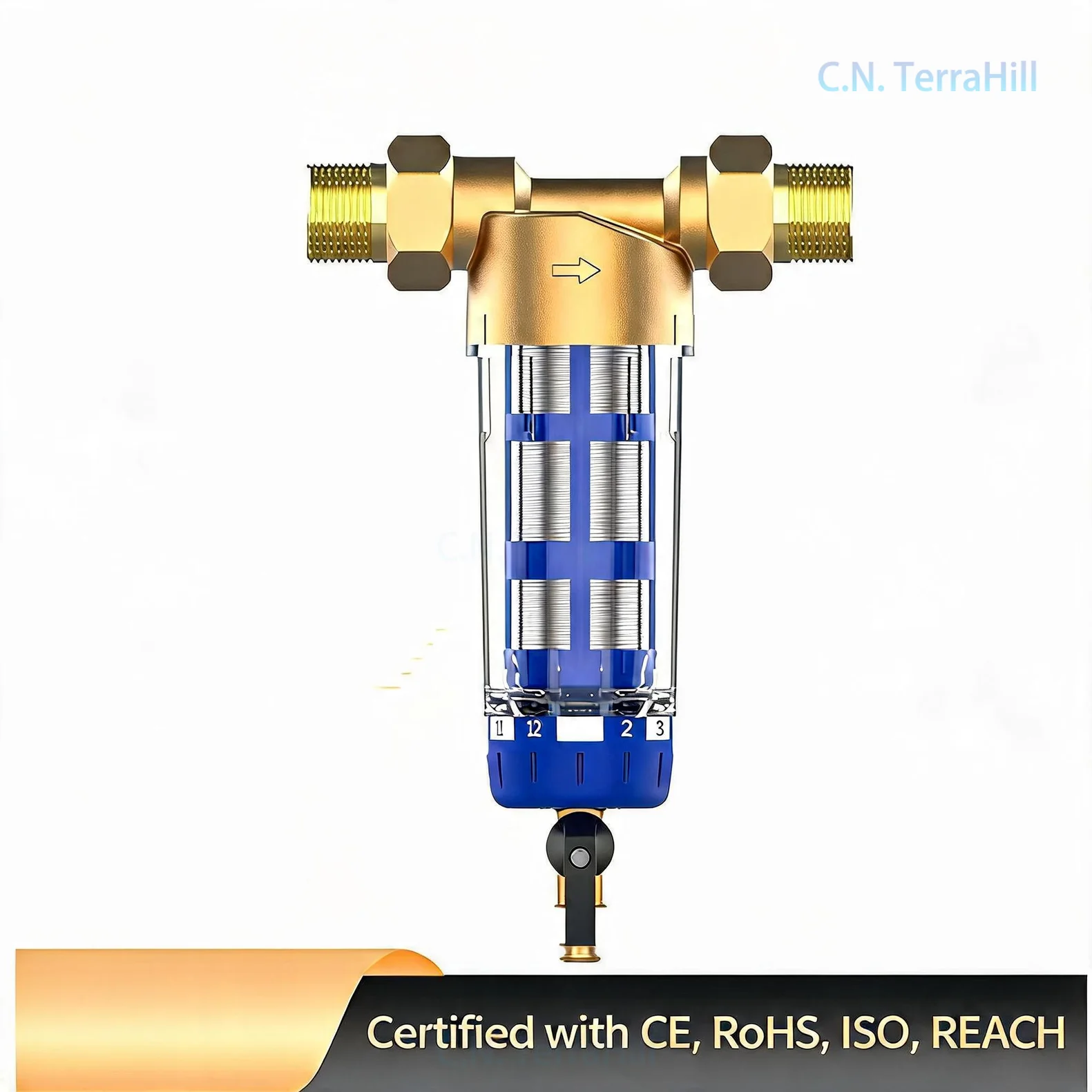 1 Inch 6 Point Pre-Filter Backwash Sediment Water Filter for Home Tap Water Purifier System