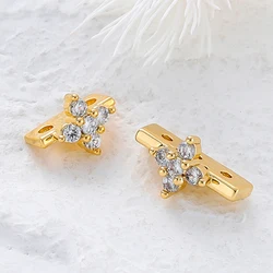 4 Stück 18 Karat vergoldet eingelegte Zirkon Perle Spacer Perlen Armband Messing Verbinder Verschlüsse für DIY Schmuck Halskette machen Ergebnisse