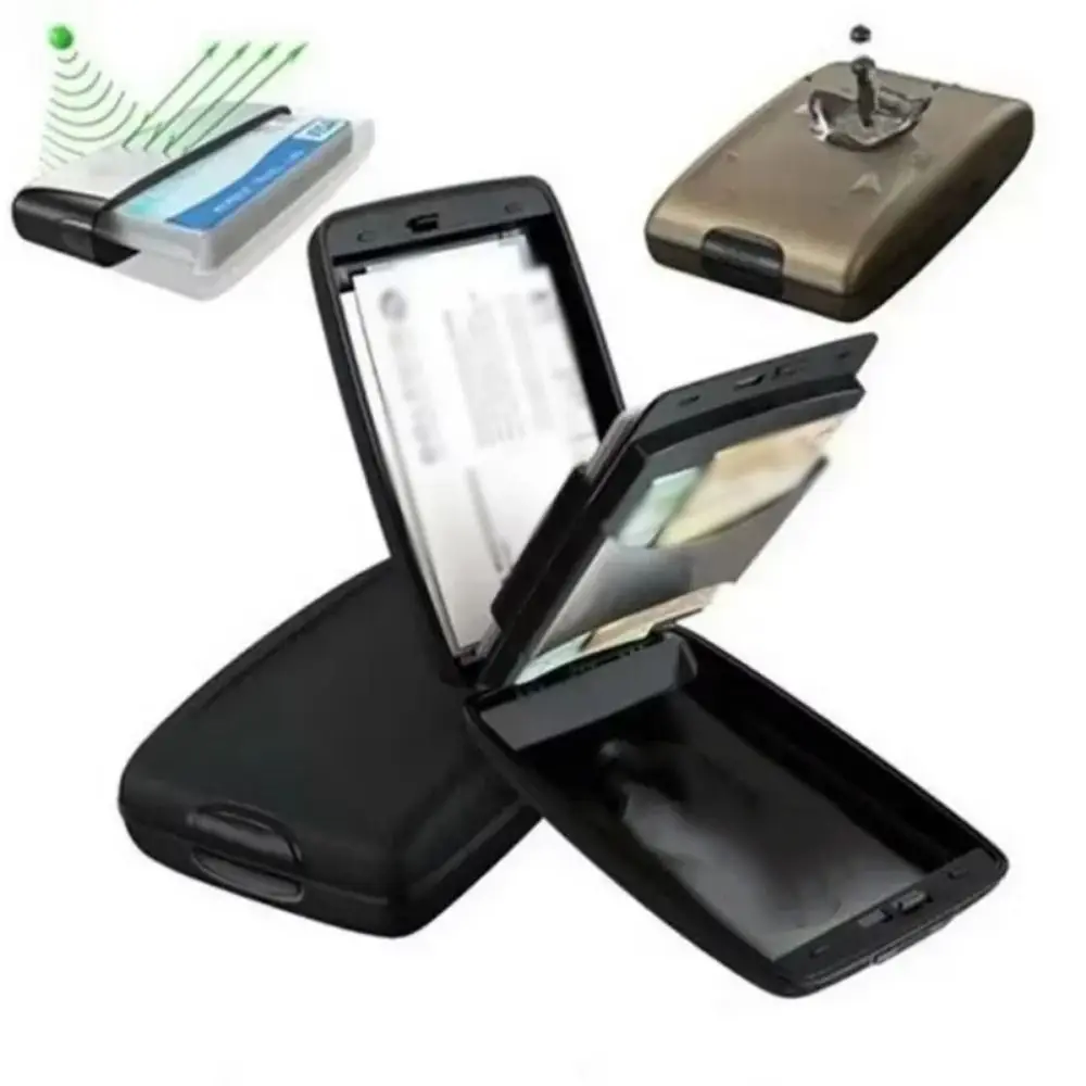 Kreditkartenetui mit großer Kapazität, Diebstahlschutz, Aluminiumlegierung, RFID-blockierende Geldbörse, staubdicht, leicht, Reisepass-Geldbörse für Damen