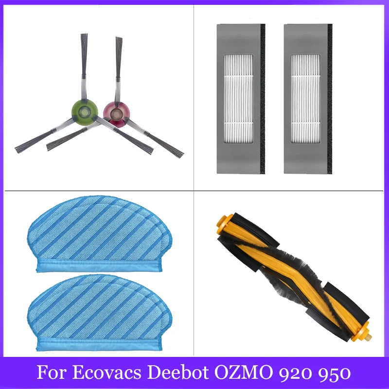 For Ecovacs Deboot Ozmo  920 950 T5 T9 Vacuum Cleaner Parts Yeedi 2 Hybrid Spare Parts Main Side Brush Hepa Filter Accessories