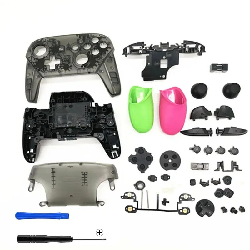 DIY Custom Full Set Shell Housing Case Cover kit w/Buttons Screws For Nintendo Switch Pro Controller NS Pro Gamepad Red
