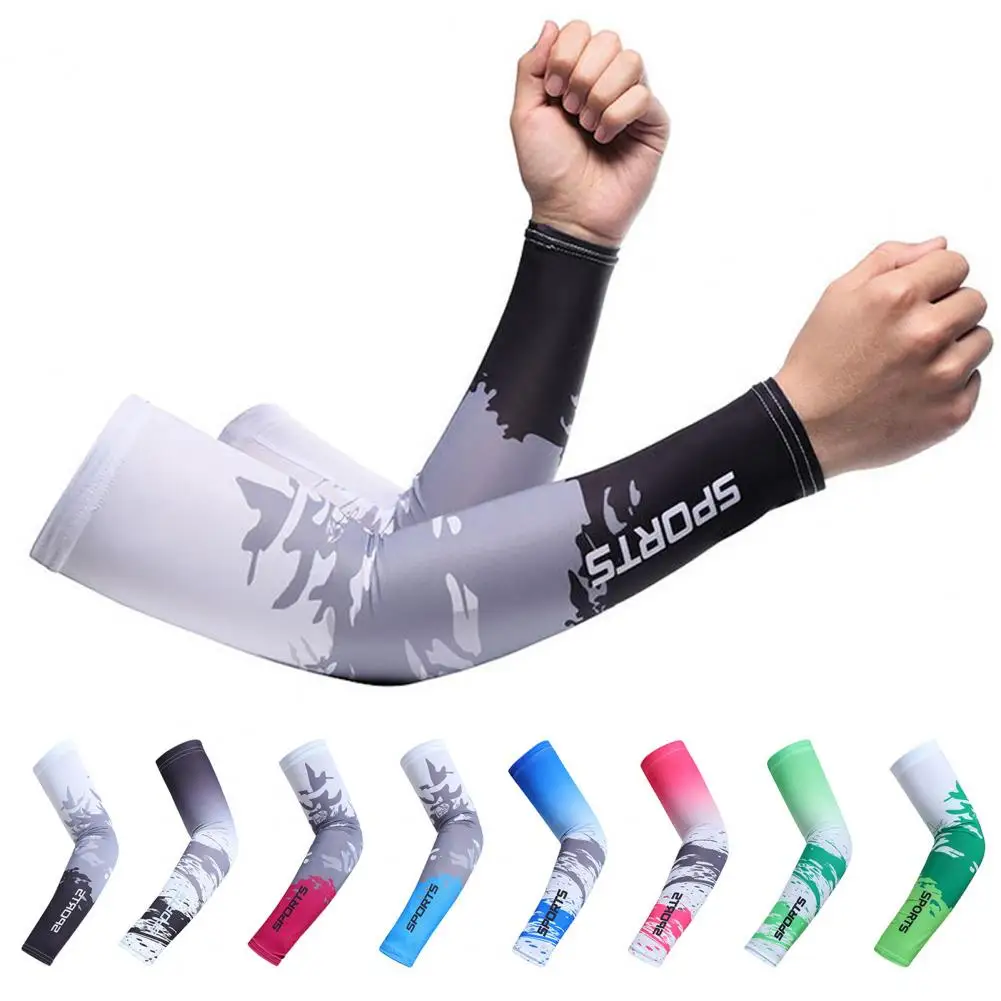 1 Pair Arm Sleeves UV Sun Summer Ice Silk Breathable Elastic Men Women Outdoor Cycling Fishing Long Cooling Arm Cover