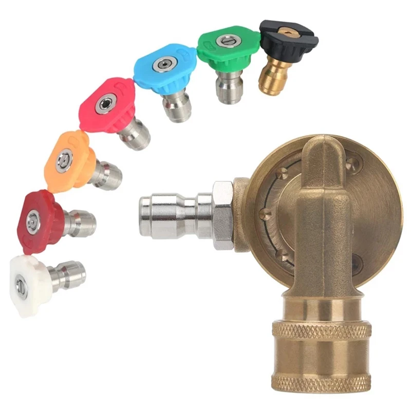 

Power Pressure Washer Spray Nozzle Tips And Quick Connect Pivot Adapter Coupler 220 Degrees With 7 Rotation Angles