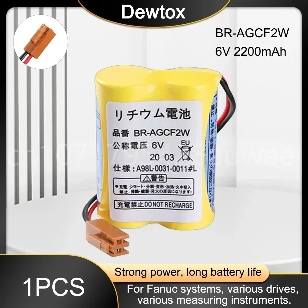 1PCS Original New BR-AGCF2W Lithium 6V 2200mAh PLC Battery Batteries with Brown Plugs Connectors