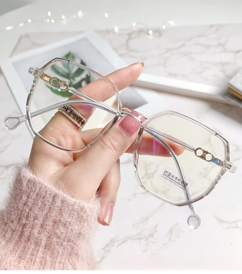 Modische Myopiebrille mit großem Rahmen, hochauflösende Anti-Blaulicht-Brille für Frauen, ultraleichte Computerbrille – Detail 7