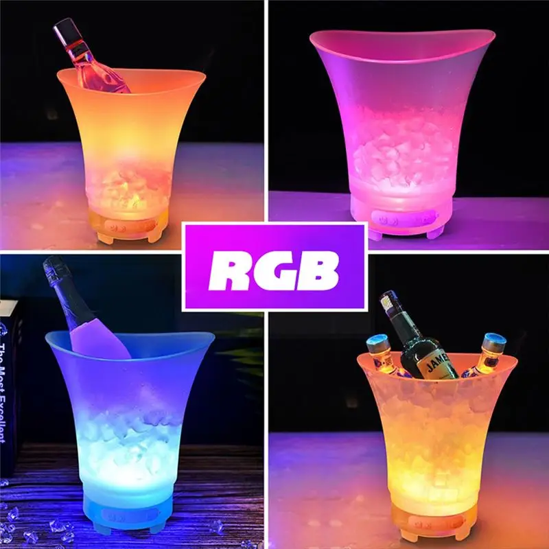 5L RGB LED Ice Bucket With Bluetooth Speaker Waterproof Silicone Light Up Champagne Beer For Bars Nightclubs Night Party-AT36