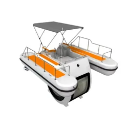 Semi Submarine Cabin Boats New for Underwater Excursion Water Rides for Honeymoon Trip Engine Inboard Plexiglass