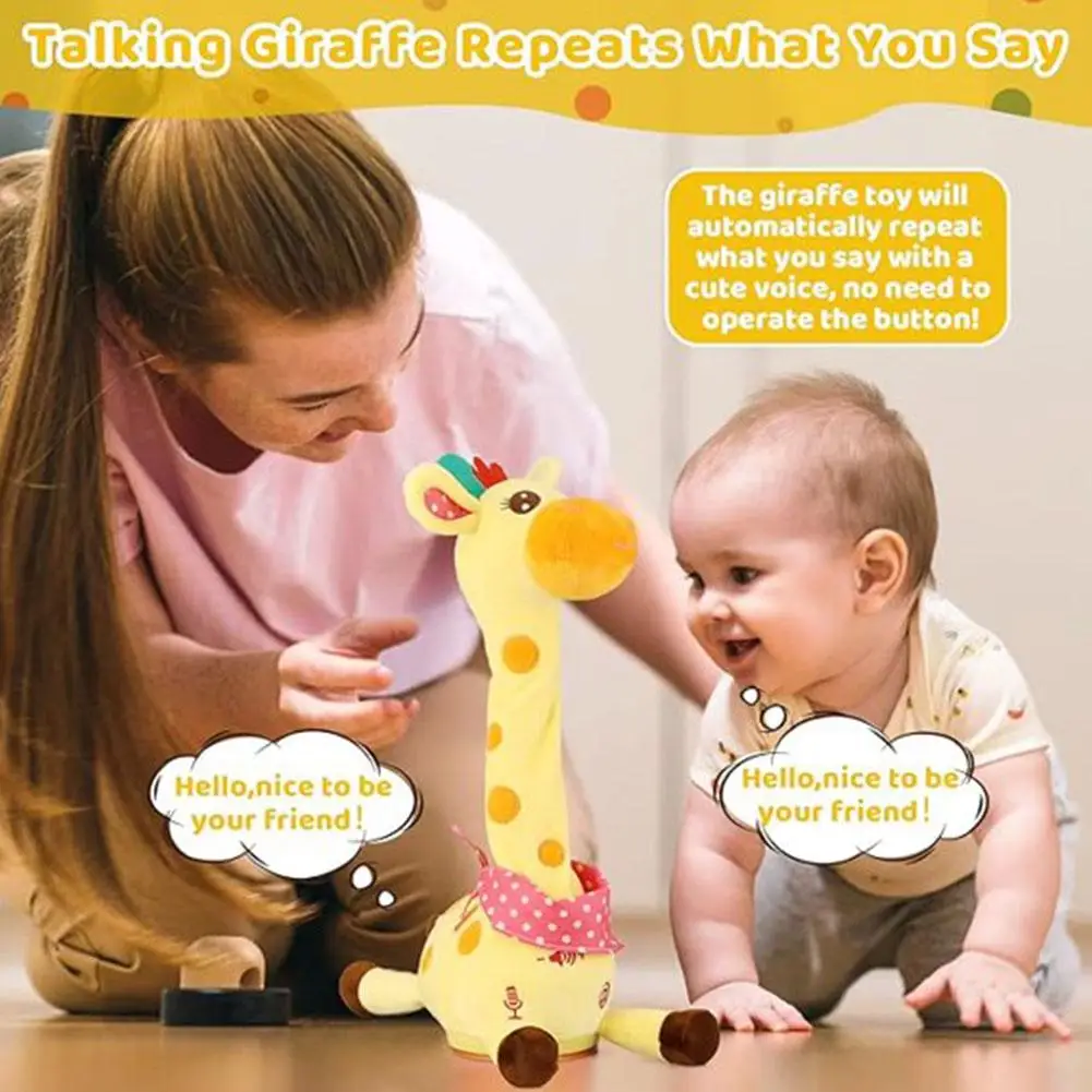 Dansende Giraffe Lied Luidspreker Praten Usb Batterij Voice Repeat Pluche Giraffe Danser Speelgoed Talk Plushie Knuffels Voor Kinderen Gift