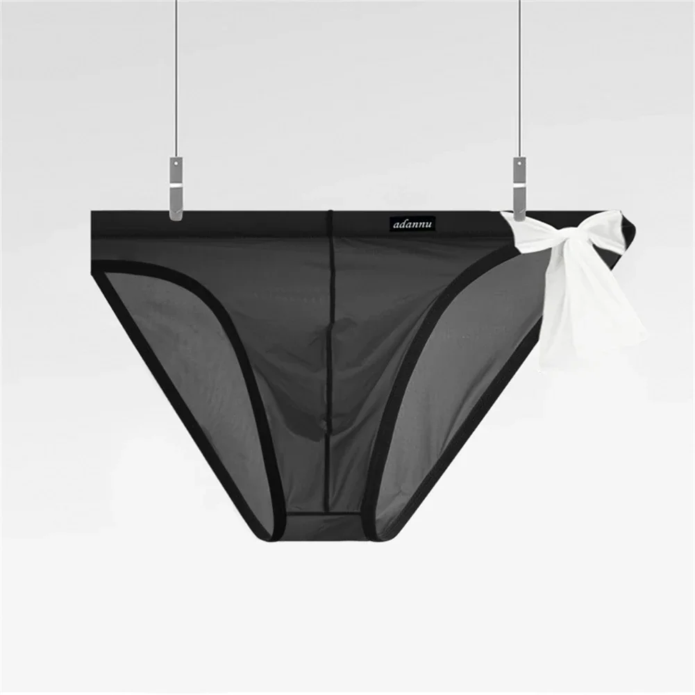 Calzoncillos suaves y sexys para hombre, ropa interior brasileña de cintura baja, ultrafina, con bolsa, Juguetes sexuales, bragas transparentes