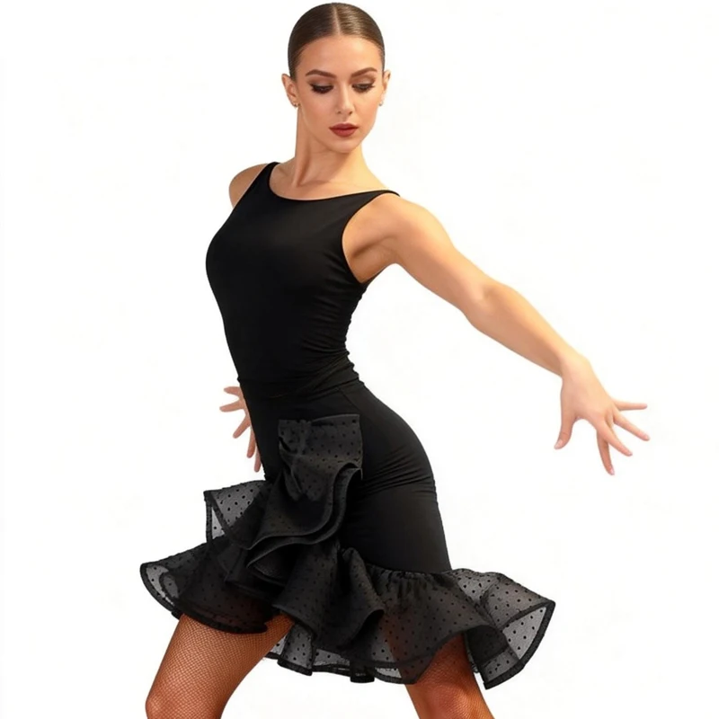 Female Ballroom Dance Training Suits Women'S Rumba Latin Dance Competition Clothes Adults Chacha Latin Dance Costumes SL14932