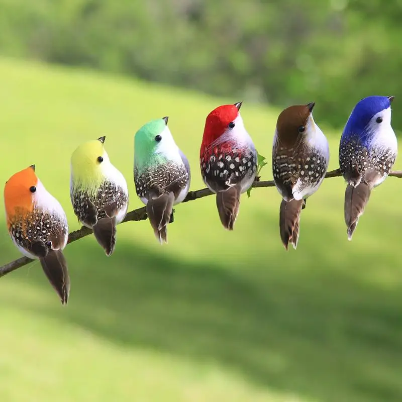 3/6Pcs 3D Fake Craft Birds Artificial Foam Feathers Birds Birthday Party Decorations Home Garden Wedding Decoration