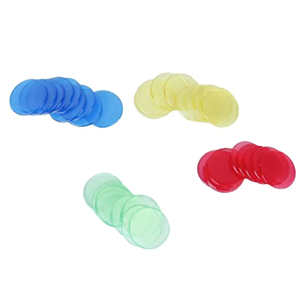 100Pcs New Plastic Round Counting Chips Transparent Colorful Game Tokens Lightweight Montessori Bingo Chips Math Education
