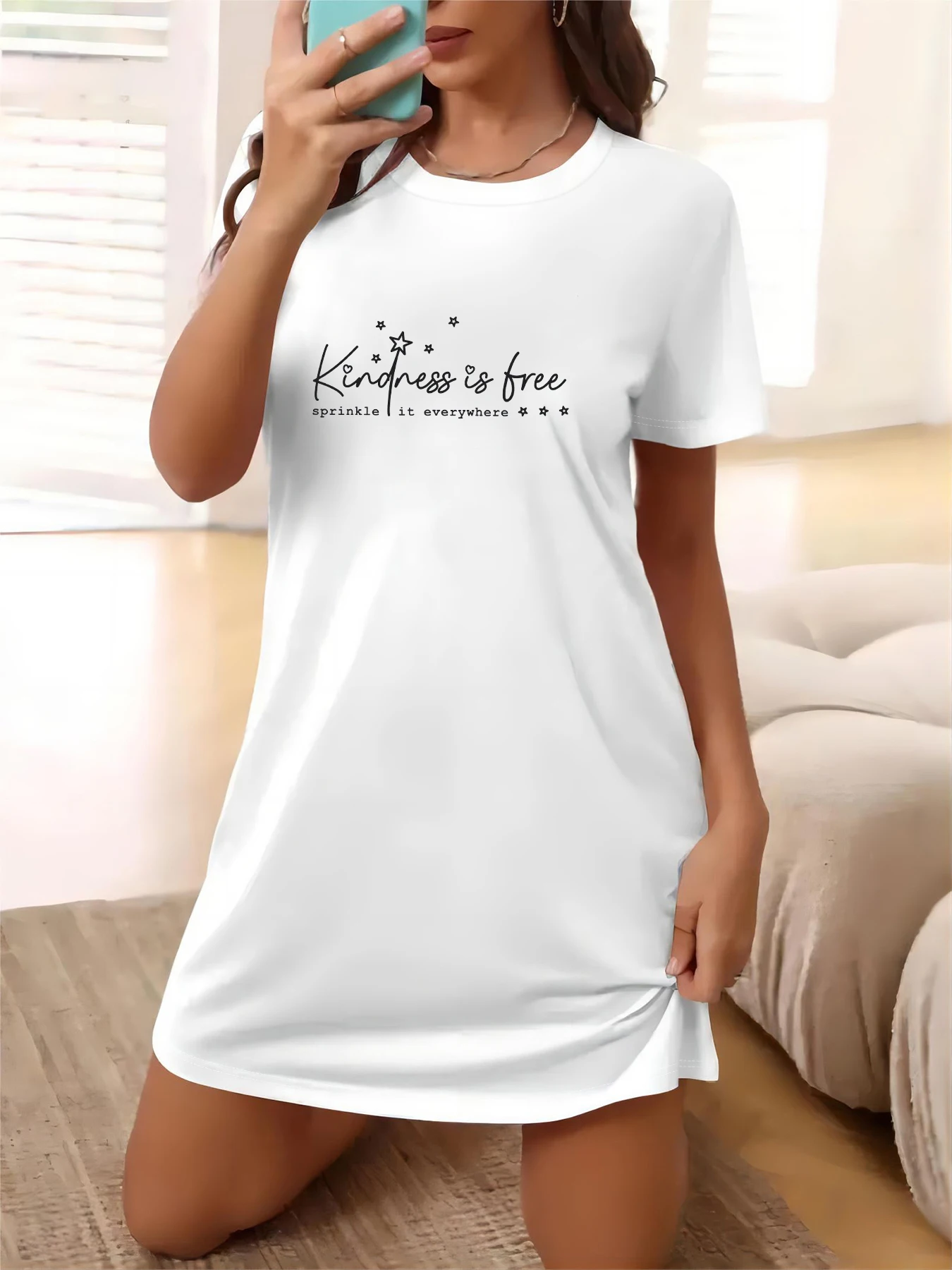 Kindness is free lettering print Design Graphic Drop Shoulder Tee Dress