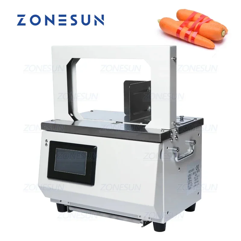 ZONESUN Automatic Strapping Machine Opp Hot Melt Supermarket Vegetable Baler For Sausage Food Tape Strapping Binding Machine