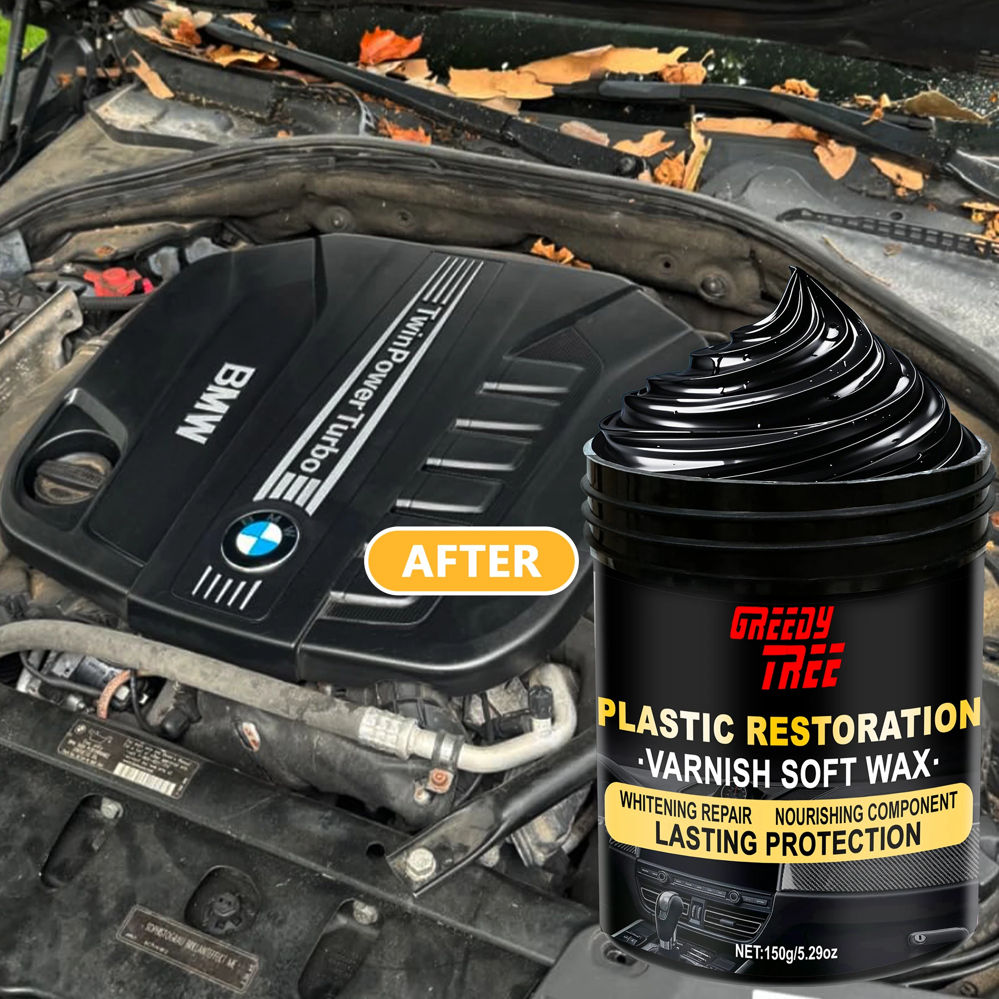 Automotive plastic parts renovator - tire light brightener - black interior light repair scratches crystal coating dashboard wax