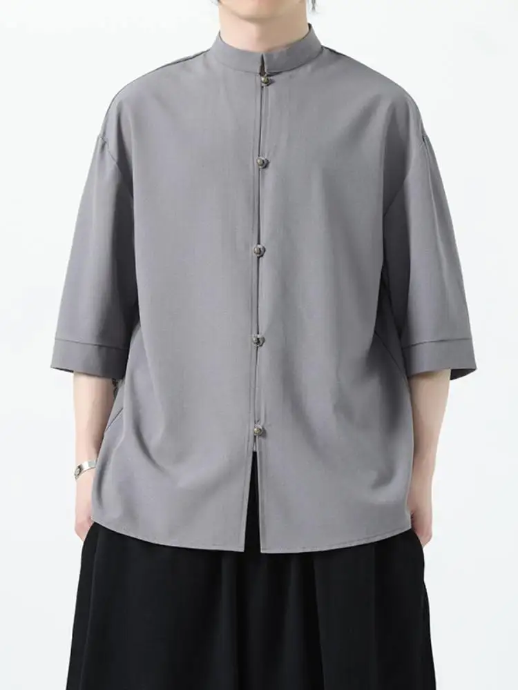 

Men's Summer Thin Short Sleeve Shirt Metal Button Traditional Chinese Style Loose Fit Youthful Popular Shirt