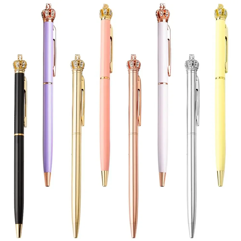 

10pcs/lot Promotional Pens Crown Ballpoint Pen Rhinestones Crystal Metal Ball Pen for Office & School Writing