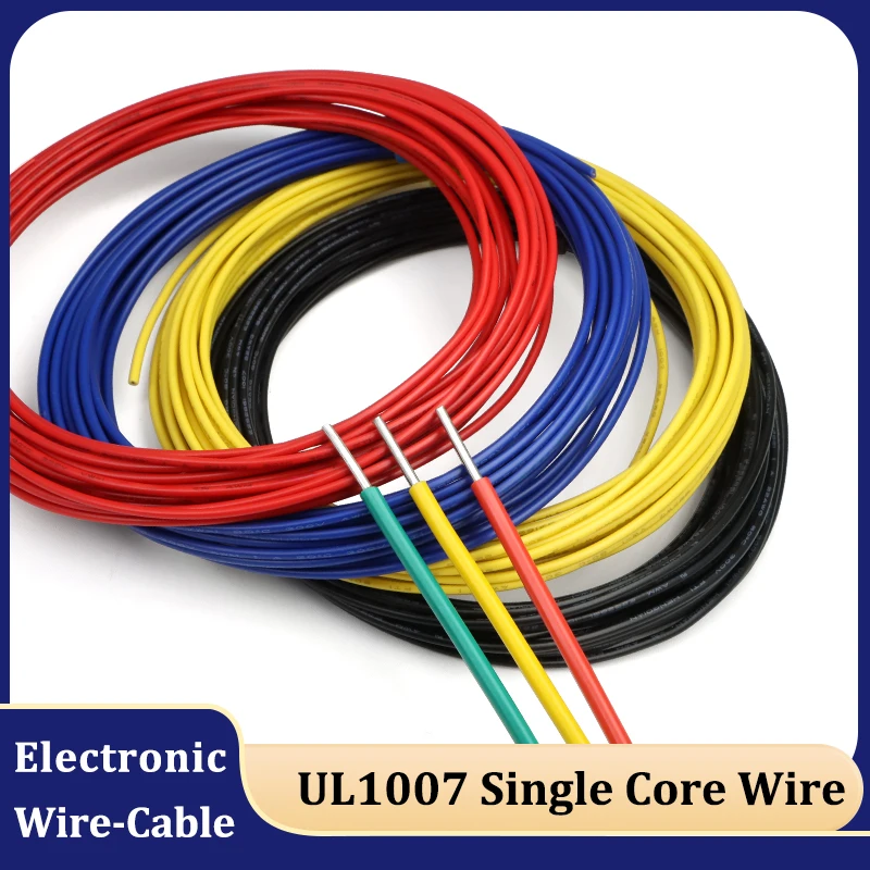 

2-10m UL1007 Single Core Copper Wire 10Colors 26 24 22 20 18 16 14AWG PVC Insulated Tinned Plating Flexible Electric Cable Line