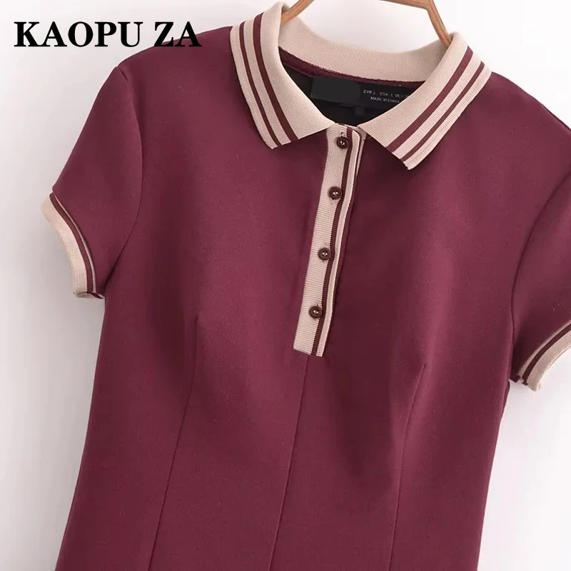 KAOPU ZA 2024, nowa jesienna damska w stylu casual, w paski, plisowana Mini sukienka z krótkim rękawem, moda, eleganckie letnie sukienki