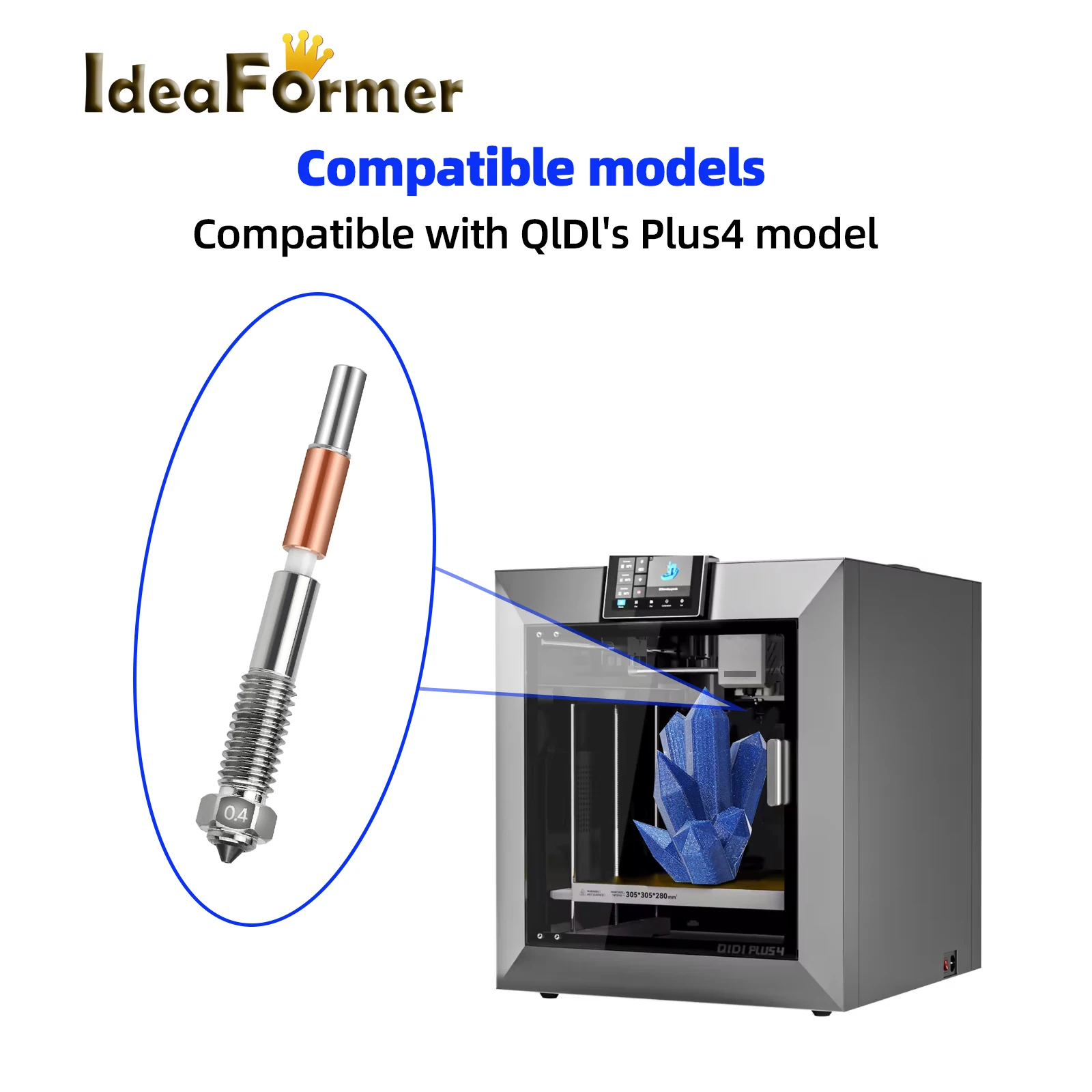 For QIDI Plus4 Bimetallic Nozzle With Ceramic Insulation Integrated Design Quick Removal Integration Nozzles For QIDI Plus4 Part