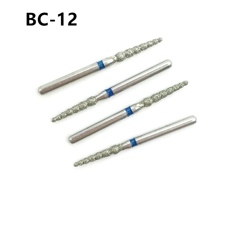 10pcs/set Dental Diamond Burs Drills Handle Medium 1.6mm Dentist Teeth Whitening Drill for High Speed Handpiece BC-12