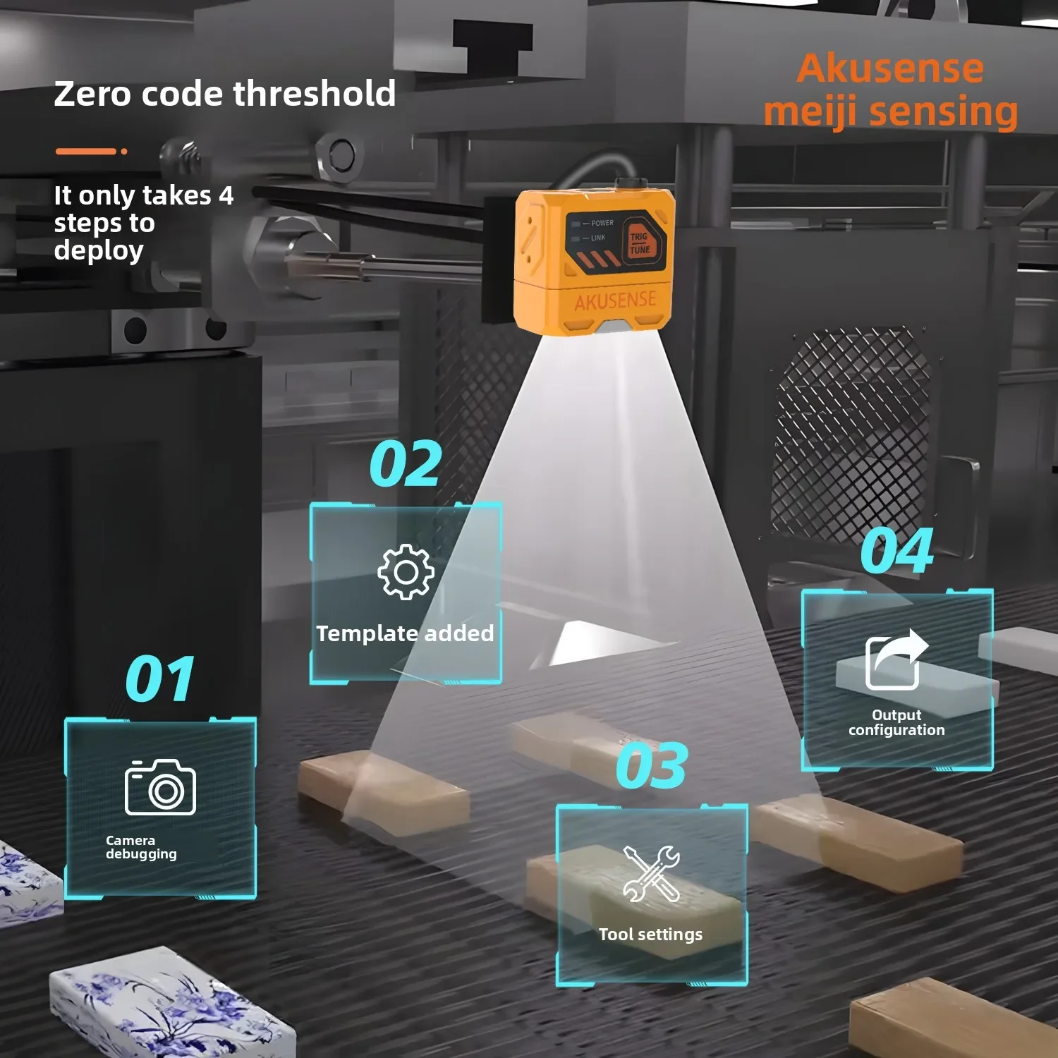 AKUSENSE Industrial Smart Monochrome Camera CMOS Vision Sensor 1.4 Megapixel Liquid Lens Autofocus Vds10 Series Image