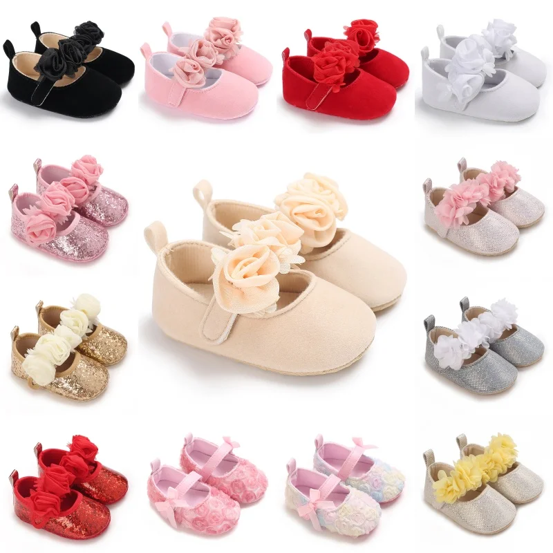 

Spring and Autumn Baby Flower Princess Dress Shoes 0-12 Months Baby Soft soled Anti slip Sneaker
