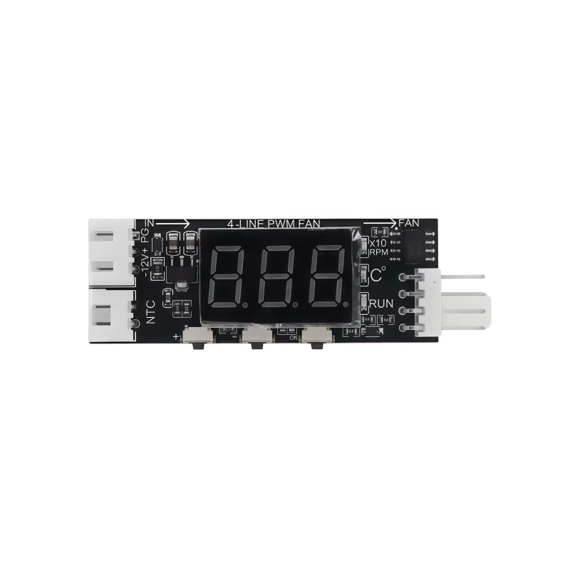 12V four-wire PWM fan temperature control speed regulator module 3A with temperature and speed display, speed reduction and nois