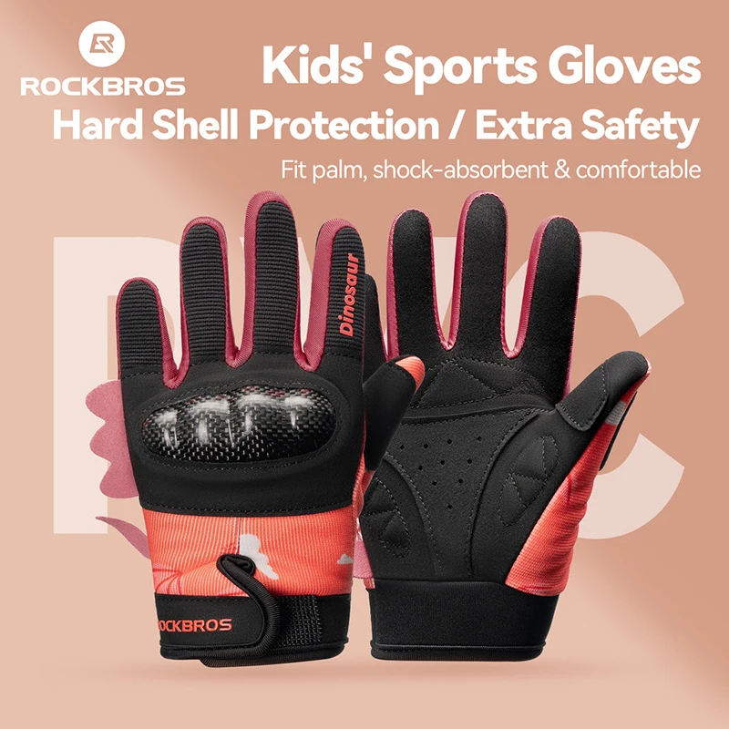 

ROCKBROS Kids Sports Protective Gloves Full Finger Outdoor Cycling Bike Roller Skating Ball Sports Anti-Fall for Boys and Girls