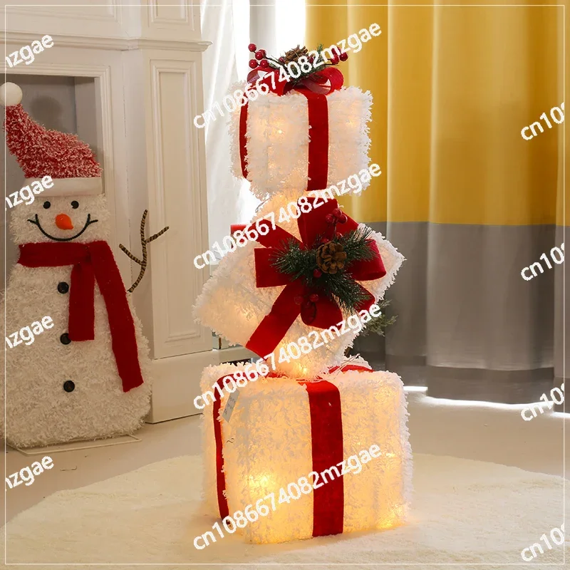 Decorations Wrought Iron Gift Box Three-piece Christmas Scene Arrangement Hotel Shopping Mall Christmas Tree Decoration Heap