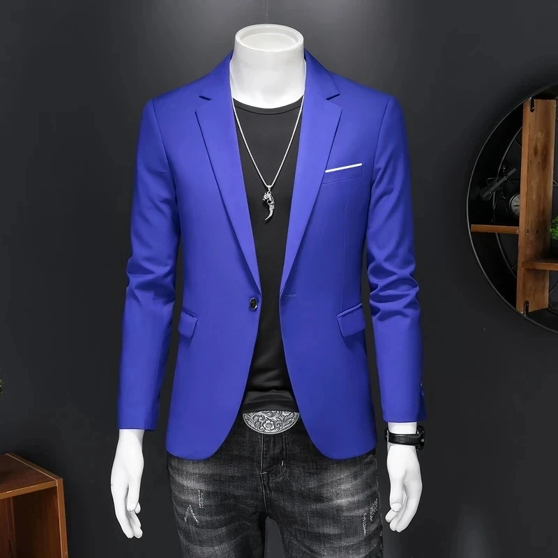 2024 Fashion New Men's Casual Boutique Business Slim Fit Sold Color Banquet Dress Suit Blazers Jacket Coat