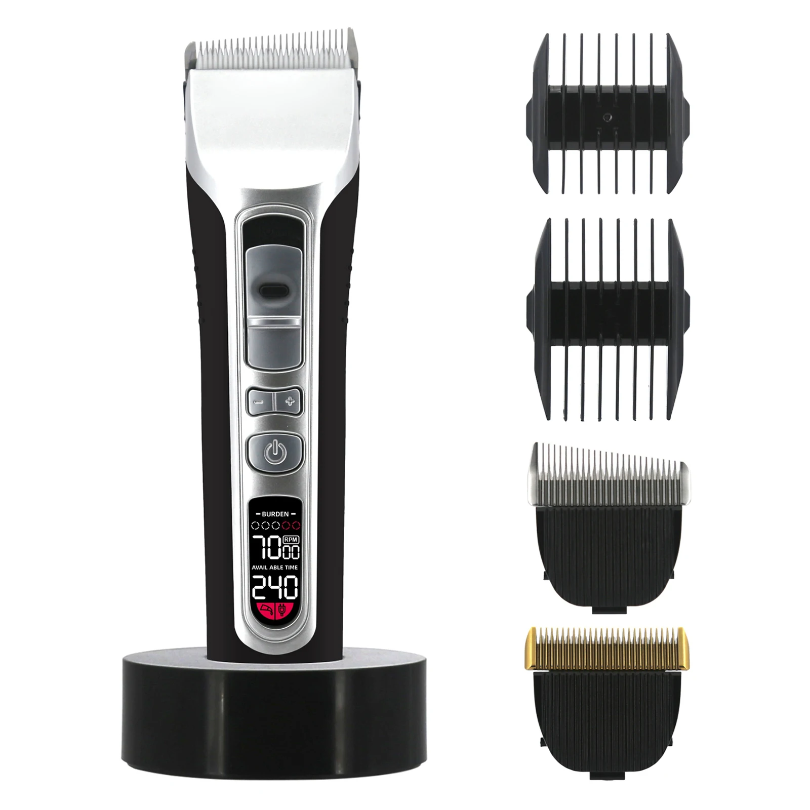 Hair Clipper USB Rechargeable Hair Trimmer Titanium Ceramic Blade LCD Professional Strong Power Salon Hair Cutting Machine
