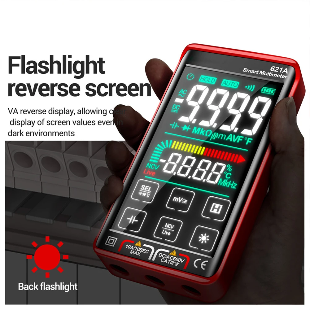 

621A Smart Digital Multimeter Transistor Full Screen Touch Multi Meter Lithium Battery Direct Charging Digital Ammeter