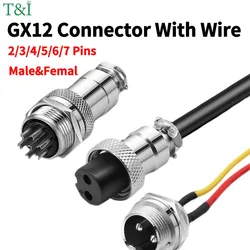 1PCS GX12 Auto Waterproof Connectors 2-7 Pins with Power Cable Line Socket Plug—Suitable for Industrial Machinery and Equipment