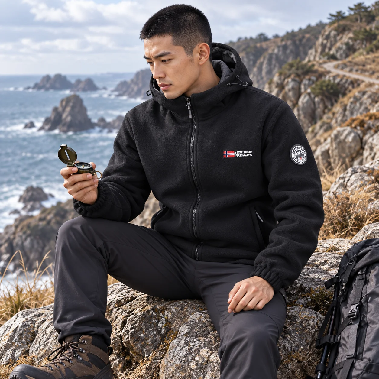 Winter Outdoor Hiking Windproof Breathable Warm Top for Men Fashionable and Versatile Comfortable Warm Lamb Wool Jacket
