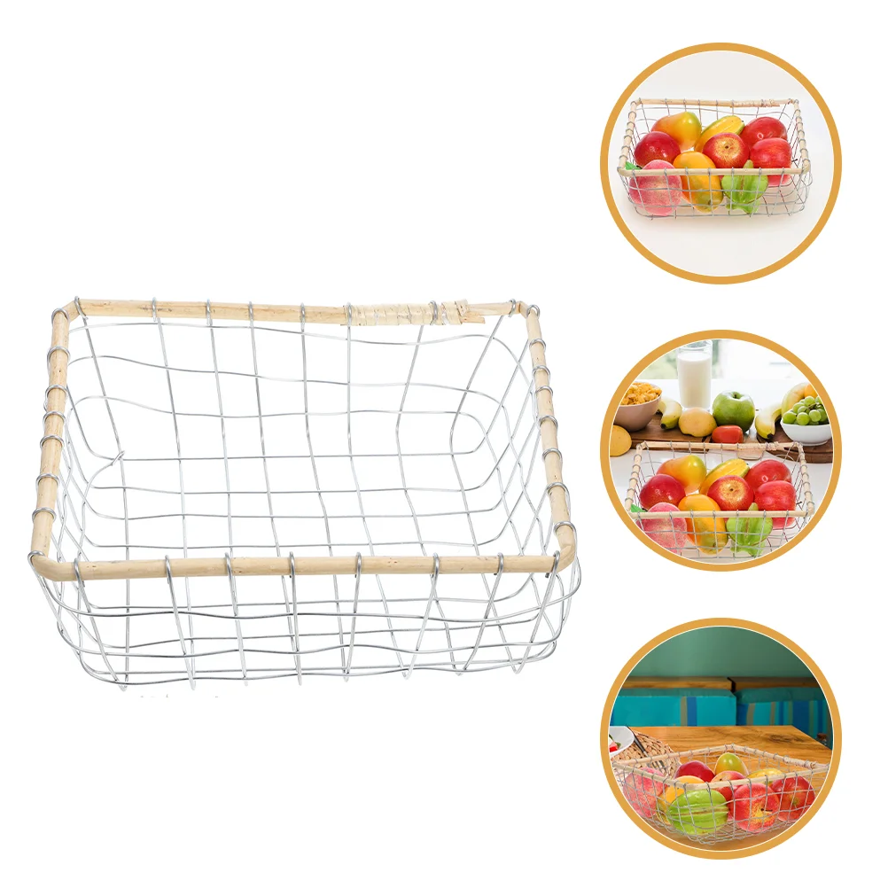 

Woven Storage Basket for Carrying Vegetables Kitchen Metal Baskets Mesh Pantry Outdoor Wrought Iron