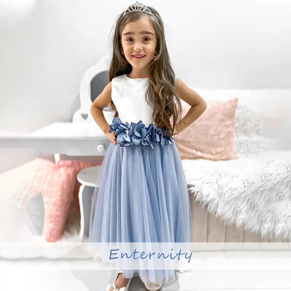 

Exquisite Girls Dress A-line Flower Waist Princesse Enfant Flower Girl Dress Floor-length Sleeveless Vestidos Para Niñas