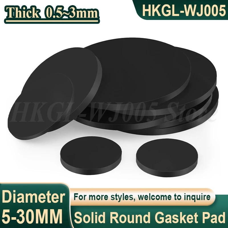Dia 5-30mm Non-adhesive Black Silicone Rubber Solid Round Gasket Pad Anti Slip Bumper Pad Seal Gasket Waterproof Spacer