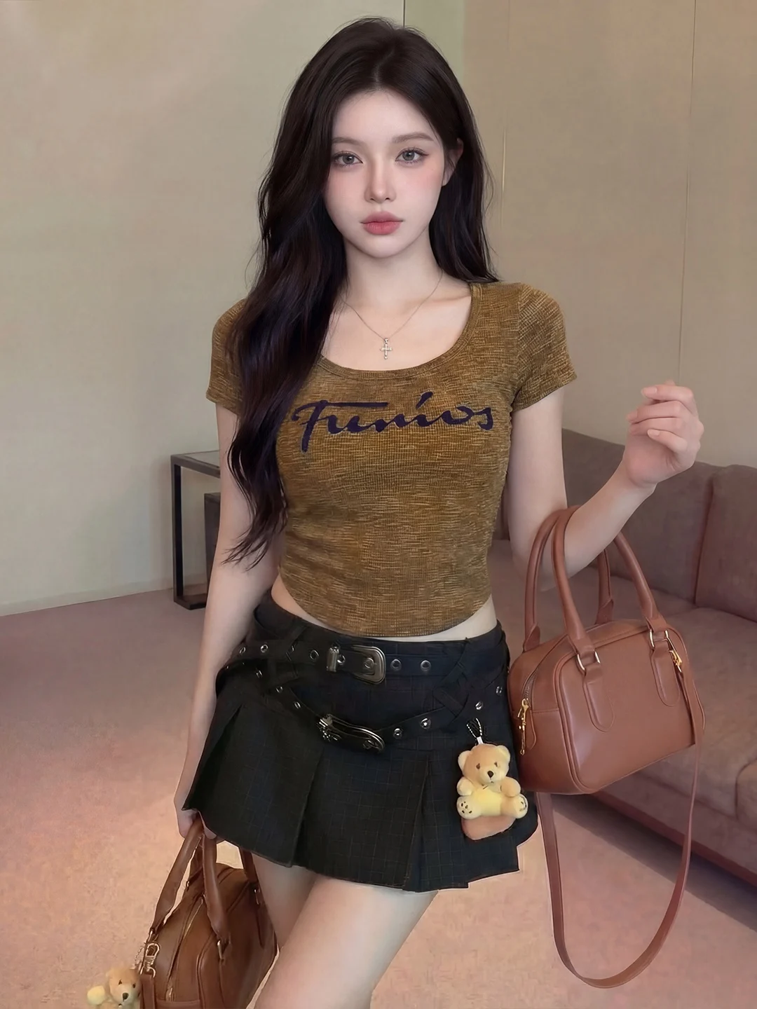 

Slim Fit Short Sleeve T-Shirt Women's Fashion Casual Style Letter Print Top Spring Autumn Seasonal Hot Girl Style Breathable ...
