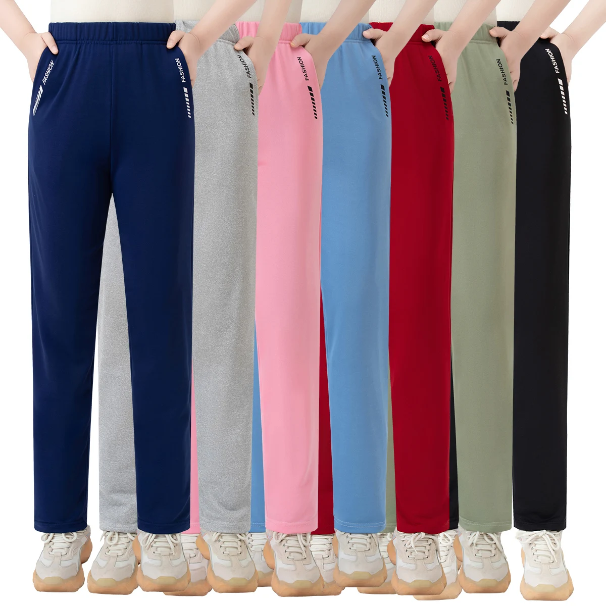 Four Season Multi Colored Casual Sports Sweatpants For Women And Teenagers Comfortable Elastic Waistband Pocket Straight Leg Pan
